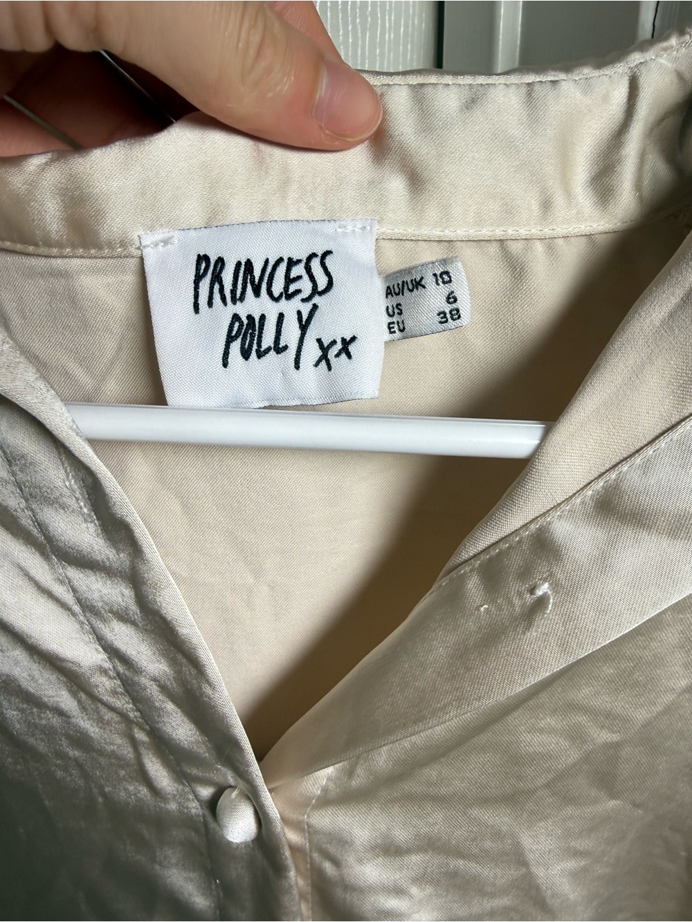Princess Polly Satin Button-Front Blouse in Ivory - Picture 2 of 3